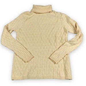 Mariele Waithe by Forte Ivory Cable Knit Cashmere Turtleneck‎ Sweater small Cozy